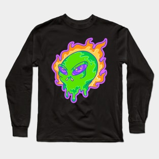 Alien Head Burn Psychedelic Long Sleeve T-Shirt